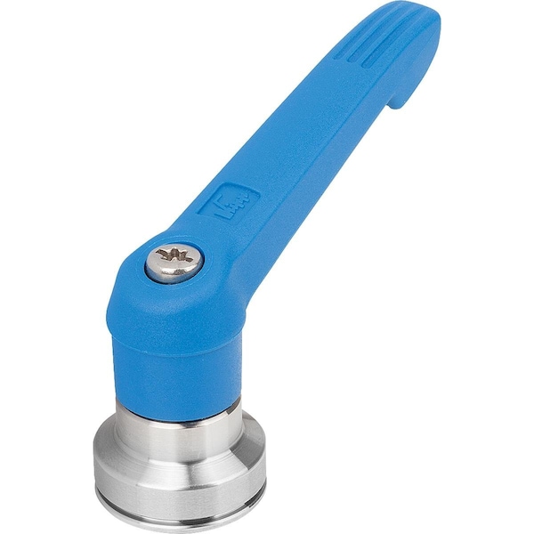 Adjustable Handle W Clamp Force Intensif Size:5, M12, Plastic Blue Ral5017, Comp:Stainless Steel